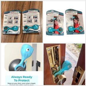 2 SafeSlam Door Stopper Protects Child Hands Dog Cat Pets Whale Pinch Guard Blue